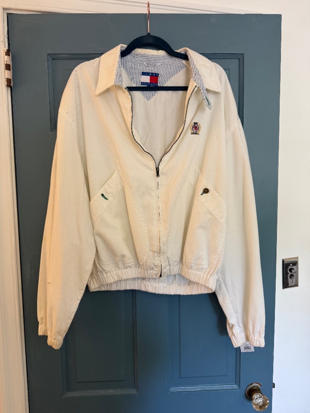 Vintage Tommy Hilfiger Cream Cotton Jacket Size Large
